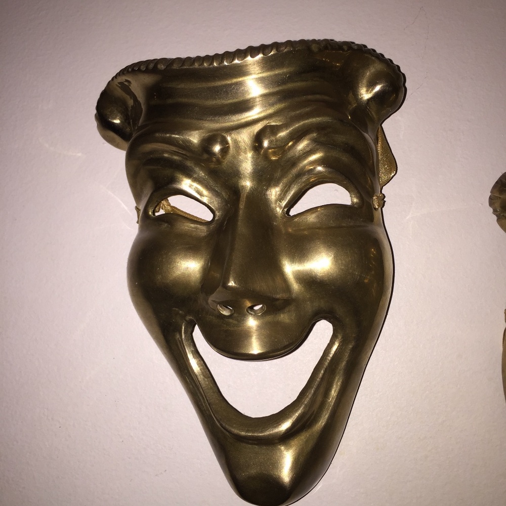 80’s vintage solid brass comedy tragedy masks